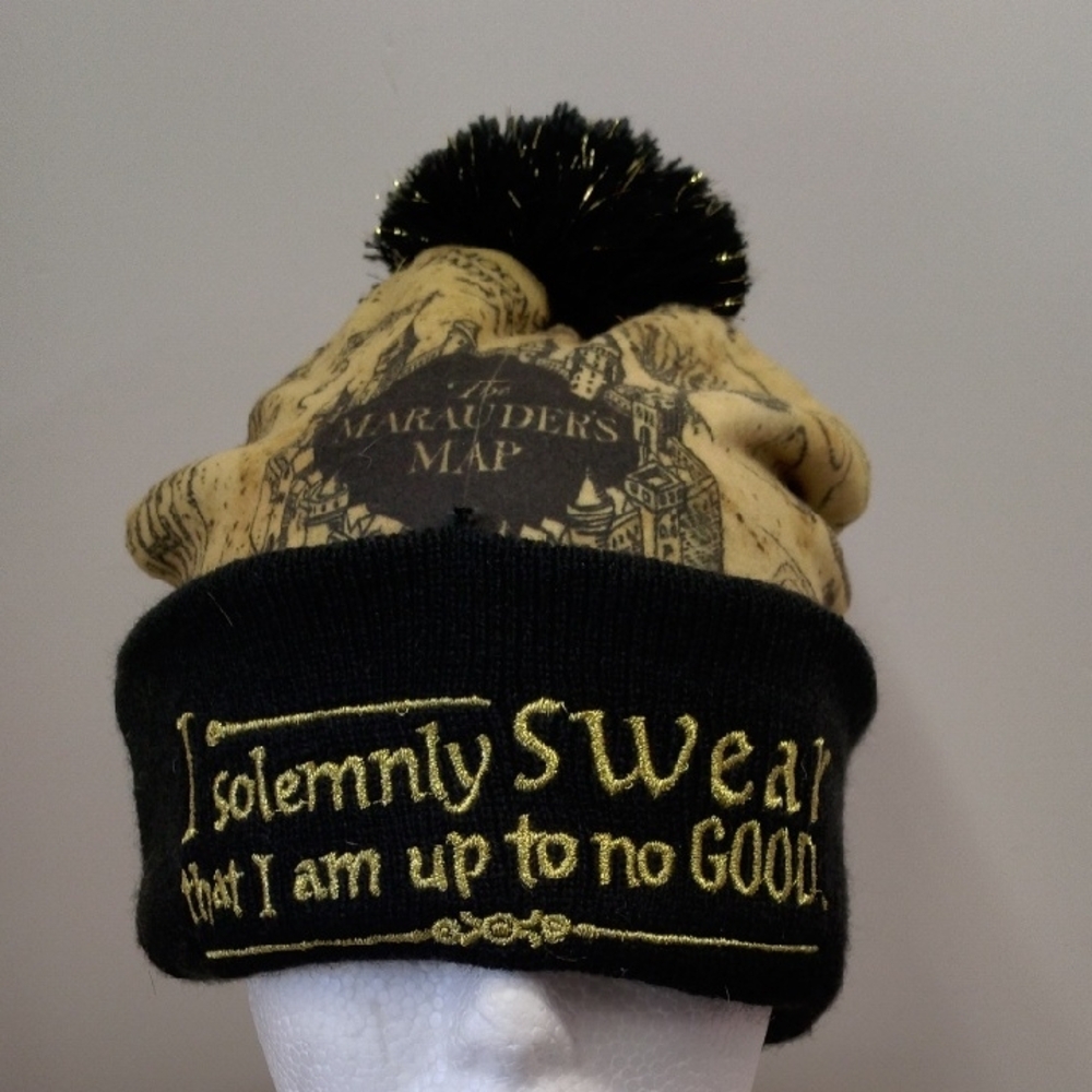 Black and Gold Marauder's Map Beanie